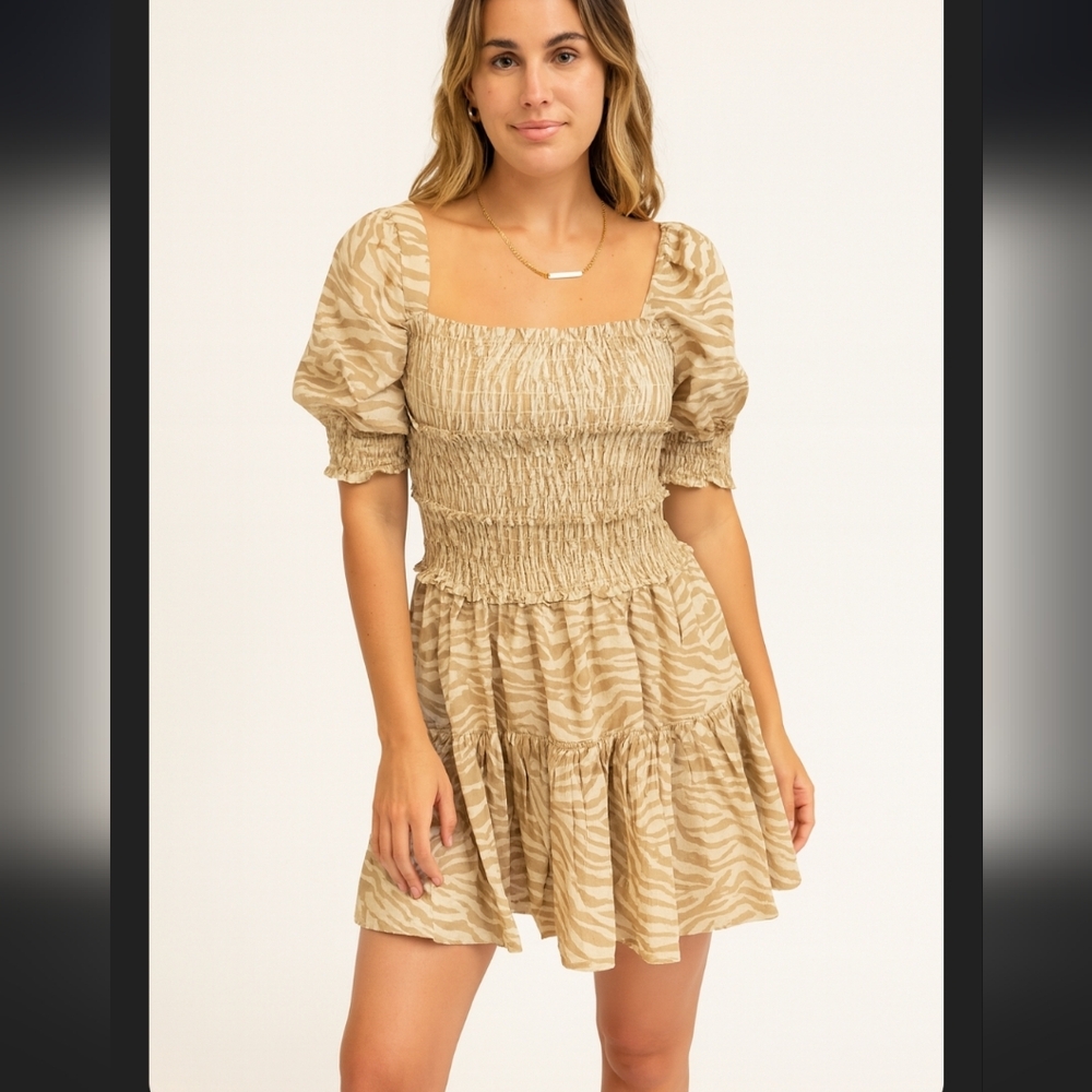 Asos Design Animal Print Tiered Dress